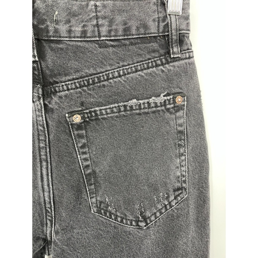 Free People Jeans Womens 25 Black The Lasso High Waist Distressed Straight Leg - Picture 3 of 11